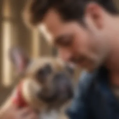 French Bulldog showing affection towards owner