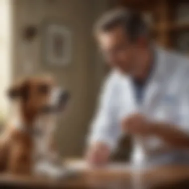 Veterinarian discussing vaccination schedule with dog owner