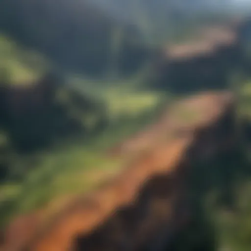 Aerial view of Kauai's lush landscapes showcasing its unique geological formations.