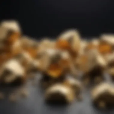 Scientific Exploration of Gold Chunks Gold chunk in a laboratory setting, emphasizing its mineralogical analysis