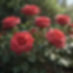 A vibrant knockout rose bush in full bloom