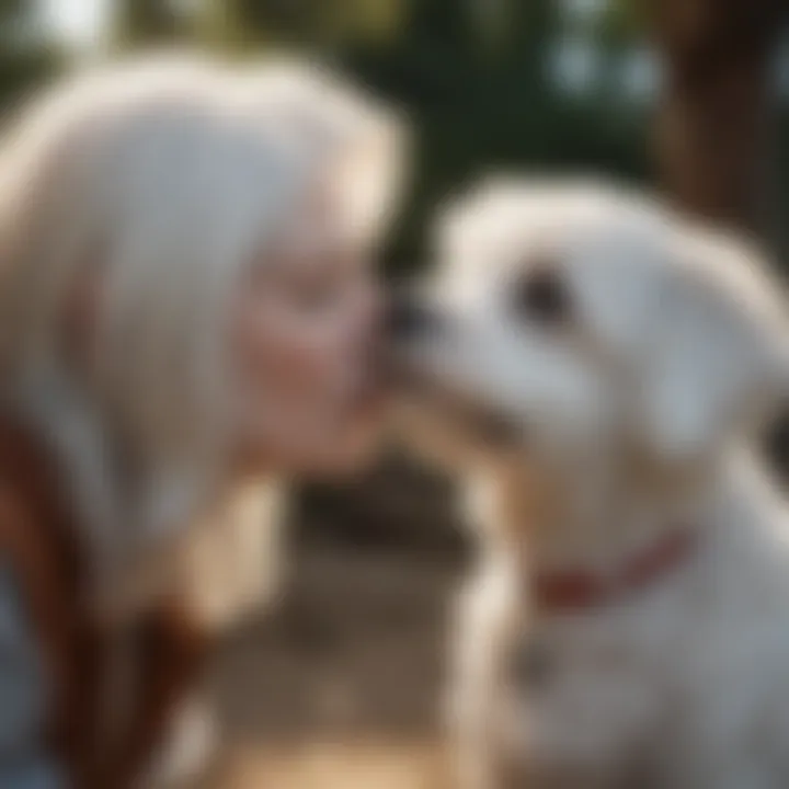 Maltese dog displaying affectionate behavior with owner