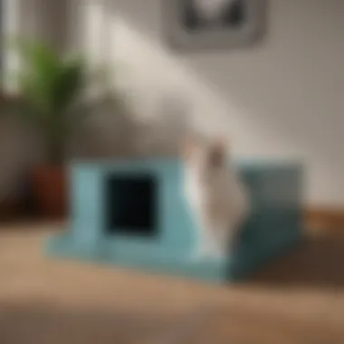 Owner maintaining a long litter box with ease