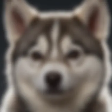 Close-up of mini husky's unique coat patterns