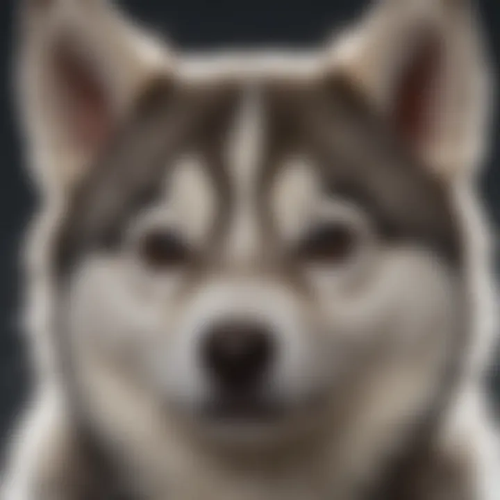 Close-up of mini husky's unique coat patterns