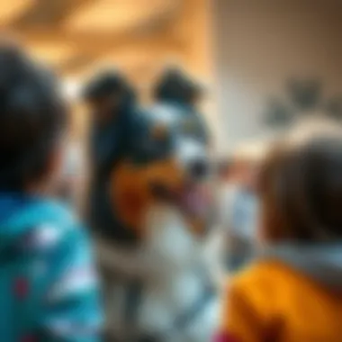 Social Interactions of an Australian Shepherd with Children Australian Shepherd interacting positively with children, highlighting social behavior