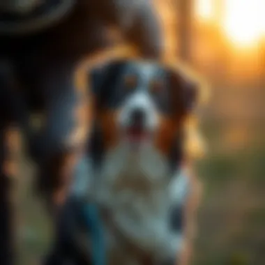 Training and Obedience of an Australian Shepherd Australian Shepherd engaged in training session, emphasizing learning and obedience