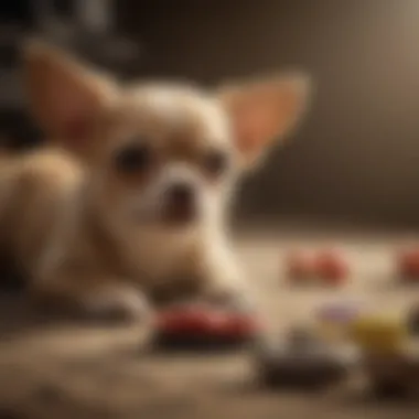 Chihuahua playing with toys in a playful environment