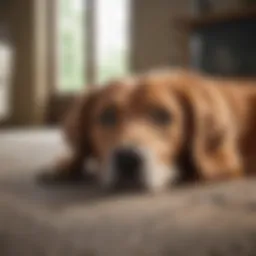 A cozy dog resting at home