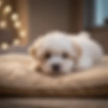 Shichon puppy sitting comfortably on a soft cushion