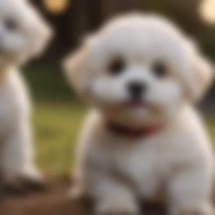 Socialized Shichon puppy interacting with other dogs