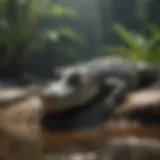 A small crocodile basking in the sun