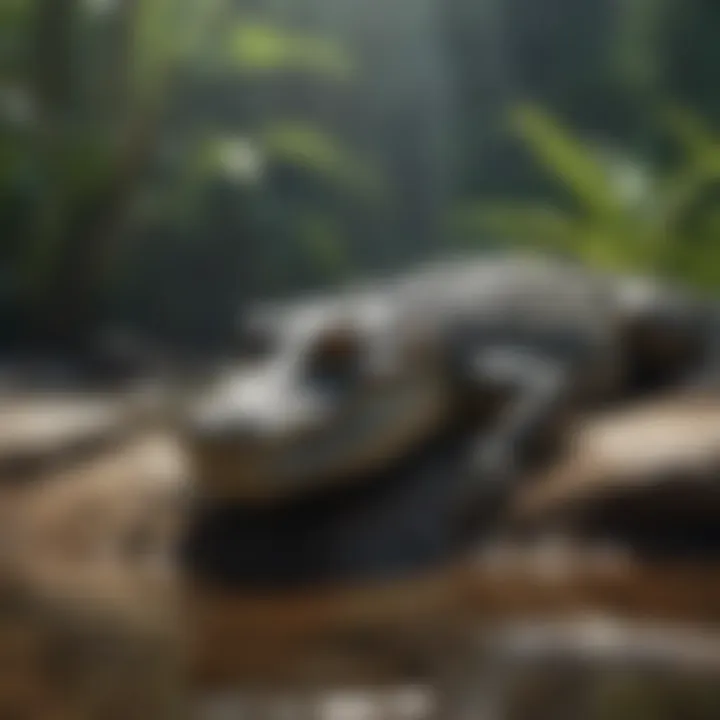 A small crocodile basking in the sun