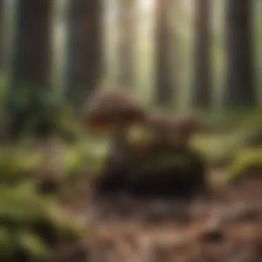 Natural habitat of morels in a forest setting during spring