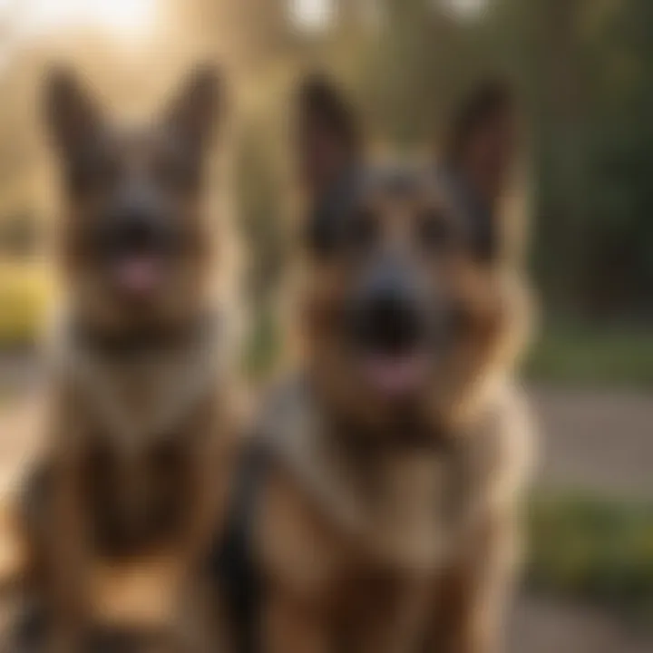 Happy Workline German Shepherd engaging with its handler