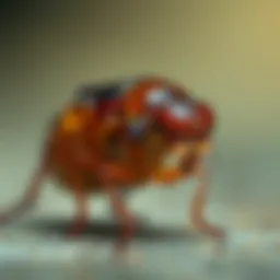 A close-up view of a flea showcasing its unique features