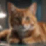 Veterinarian examining a cat during a routine check-up
