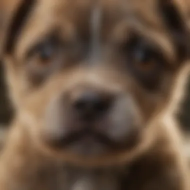 Close-up of a puppy's eyes showing signs of distress