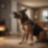 A dog howling in a quiet living room