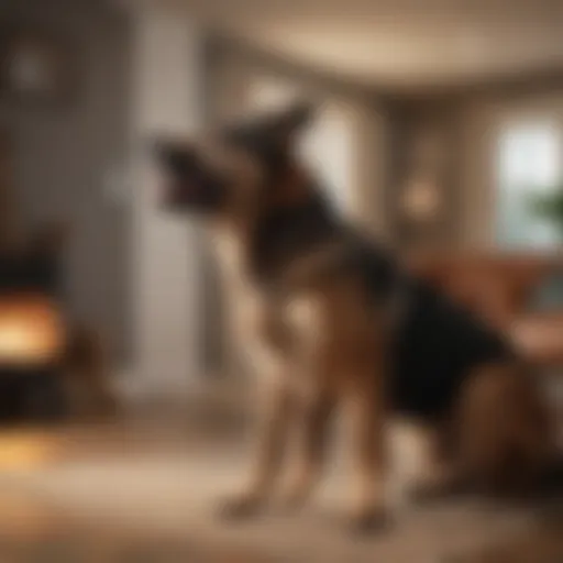 A dog howling in a quiet living room