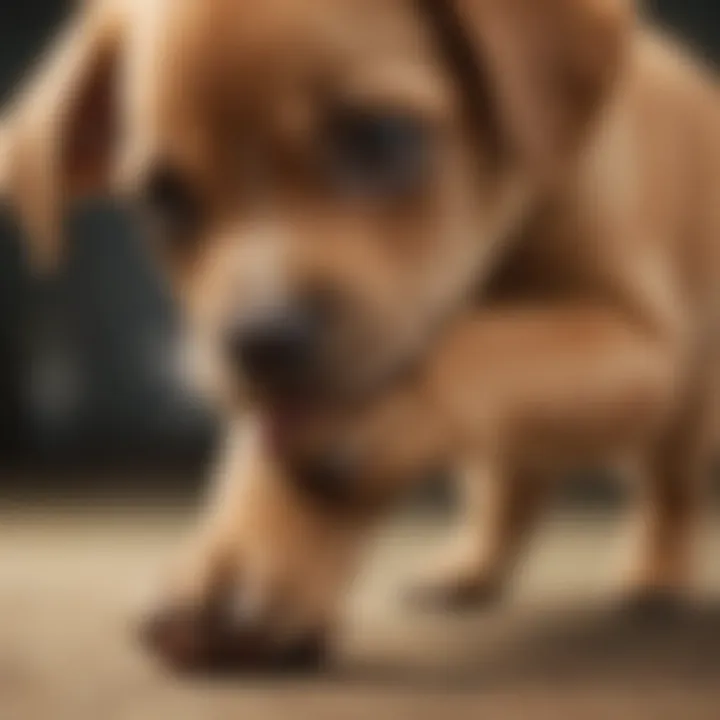 Close-up of puppy biting its paw