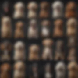 A whimsical dog breed collage showcasing various breeds