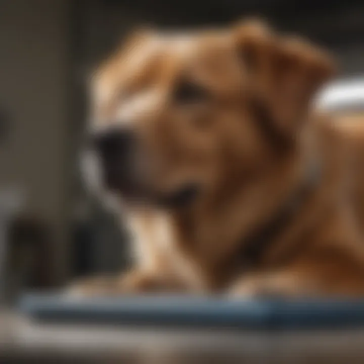 Dog receiving a veterinary checkup