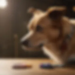 A dog interacting with training buttons