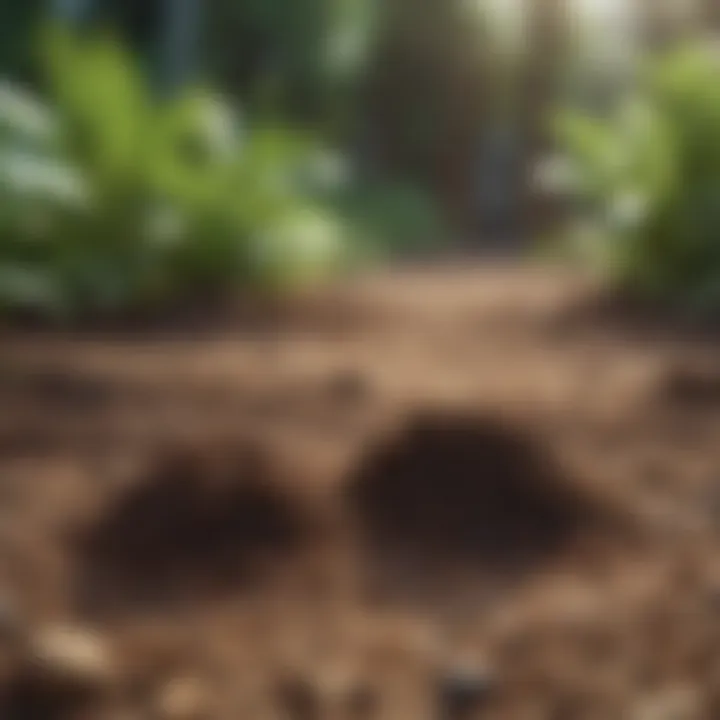 Demonstration of coffee grounds application in a garden