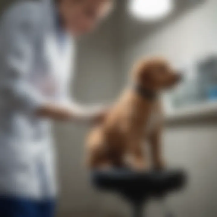 Vet examining a puppy's stool sample