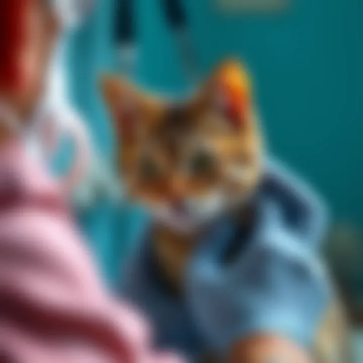 A veterinarian examining a cat for signs of ringworm