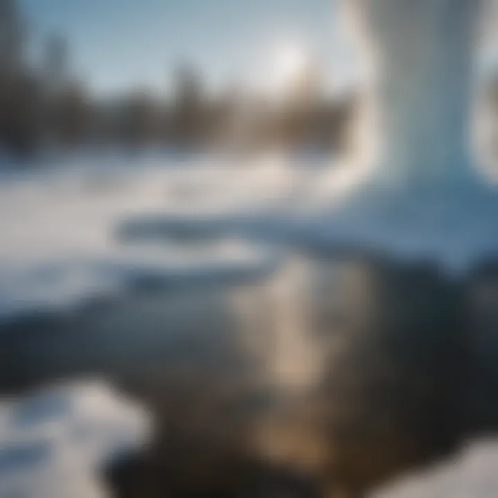 Frozen geyser in Yellowstone National Park during winter