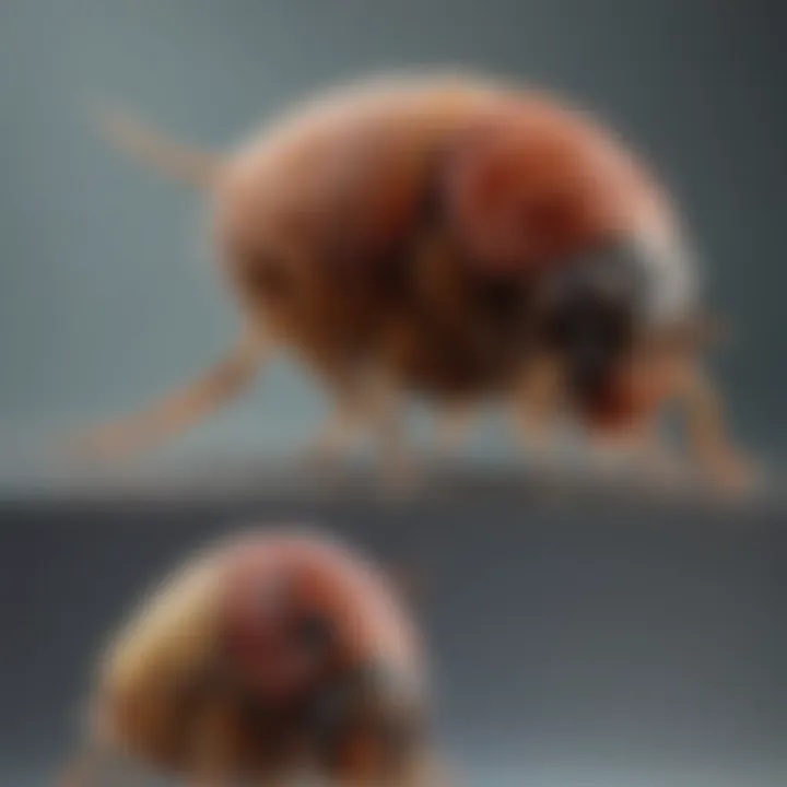 Different color variations of fleas against a contrasting background.