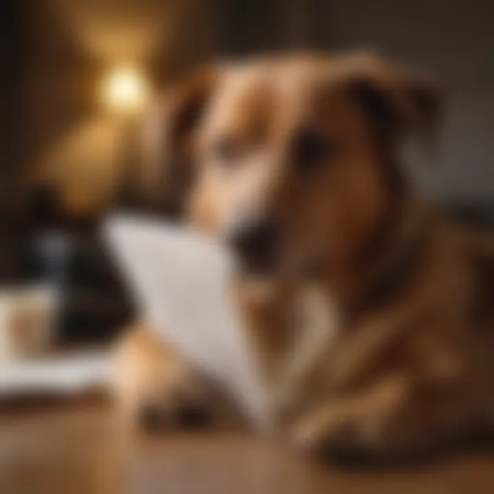 A dog owner reading a pet care manual