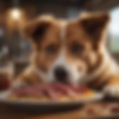 Happy Dog Enjoying a Nutritious Meal Dog enjoying a healthy meat-based meal