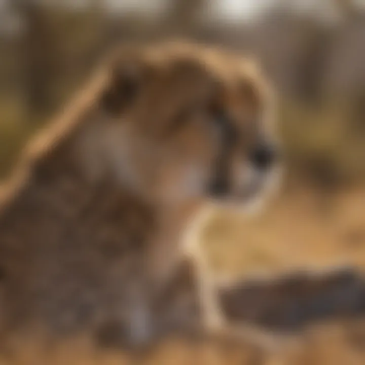 Cheetah surveying its territory in the ecosystem