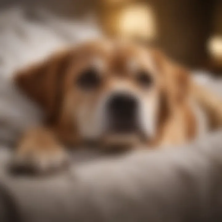 An older dog resting comfortably on a soft bed, symbolizing senior care