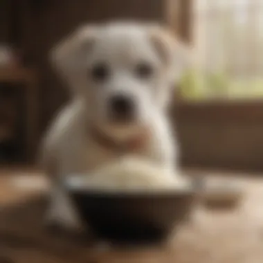 Dog enjoying a bowl of jasmine rice