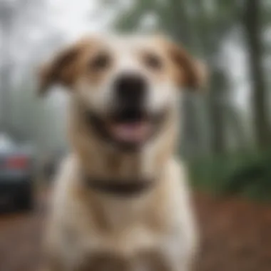Happy Dog Reunited with Owner Happy dog reunited with its owner after being microchipped