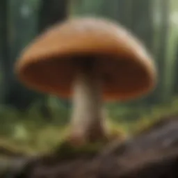 Detailed view of a wood mushroom showcasing its gills and cap structure