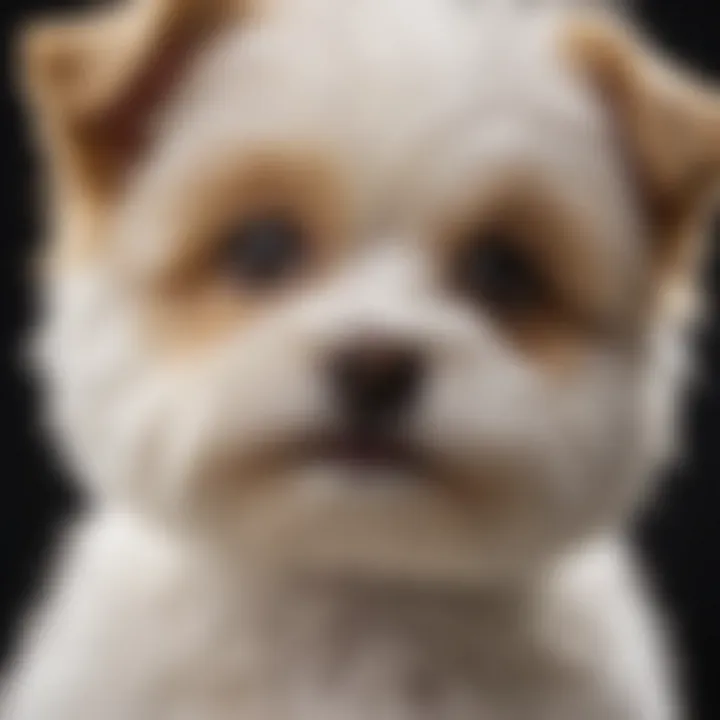 Close-up of a Yorkie Bichon puppy's adorable face.